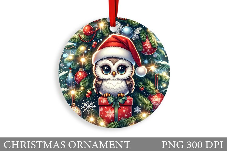 Christmas Owl Christmas Ornament. Christmas Owl Sublimation