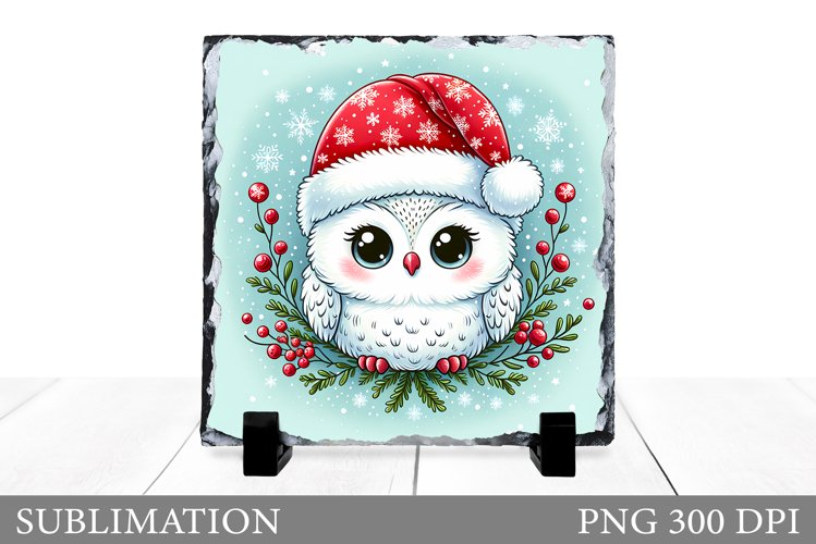 Christmas Owl Sublimation. Christmas Owl Slate Design
