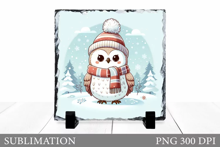 Christmas Owl Sublimation. Christmas Owl Slate Design