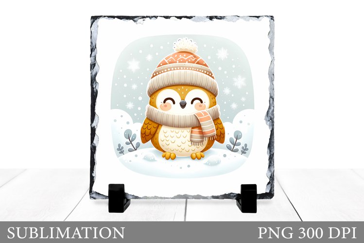 Christmas Owl Sublimation. Christmas Owl Slate Design example image 1