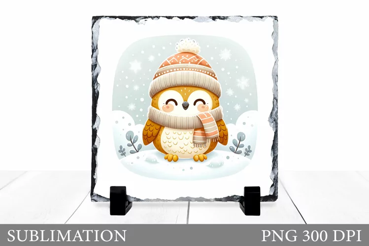 Christmas Owl Sublimation. Christmas Owl Slate Design