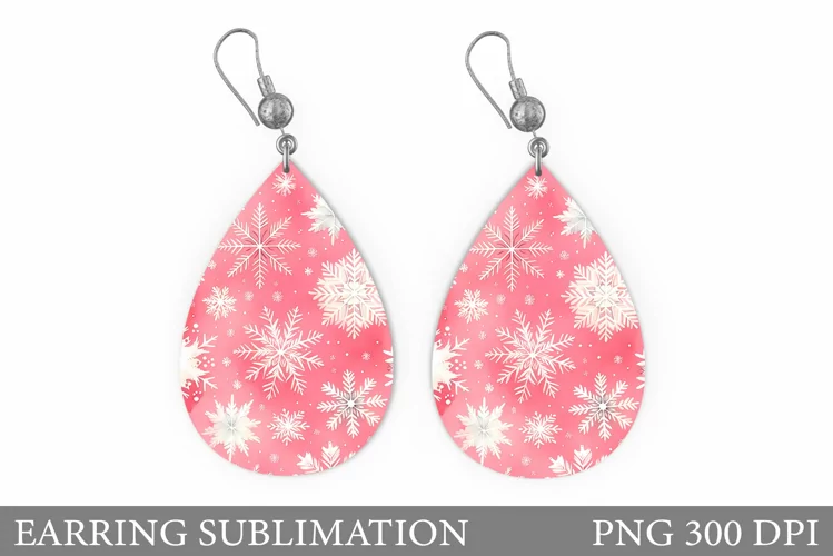 Snowflakes Earring Sublimation. Christmas Earring Design