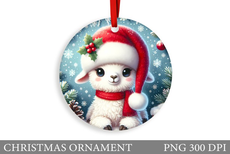 Cute Lama Christmas Ornament. Christmas Ornament Sublimation example image 1