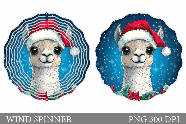 Christmas Lama Wind Spinner. Christmas Wind Spinner Design