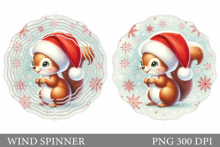 Christmas Squirrel Wind Spinner. Christmas Wind Spinner