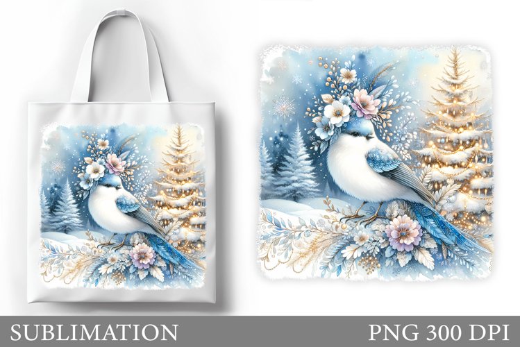 Christmas Bird Tote Bag. Christmas Tote Bag Design