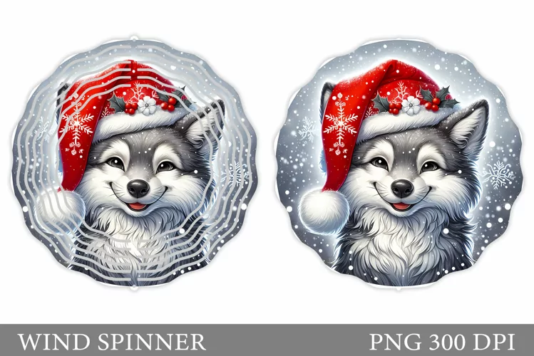Christmas Wolf Wind Spinner. Christmas Wind Spinner Design