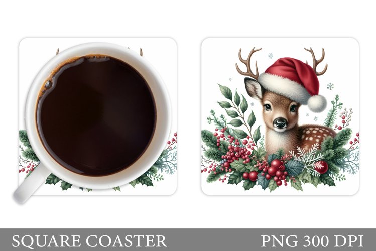 Christmas Deer Coaster Design. Christmas Coaster Sublimation