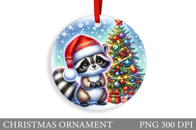 Cute Raccoon Christmas Ornament. Cute Raccoon Sublimation