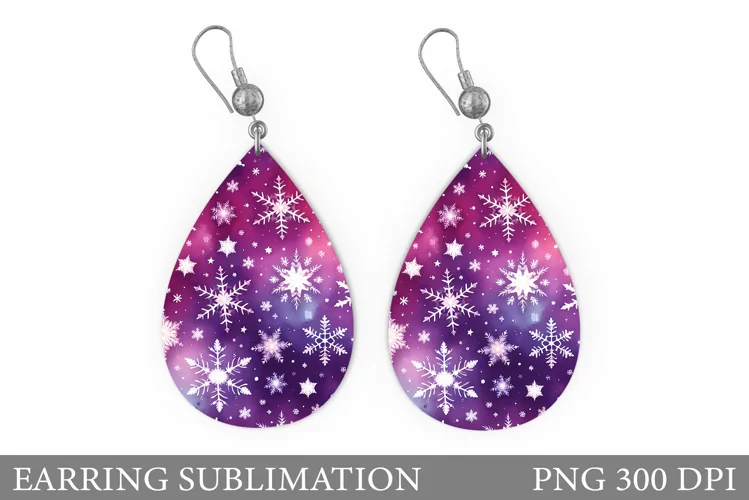 Snowflakes Earring Sublimation. Christmas Earring Design
