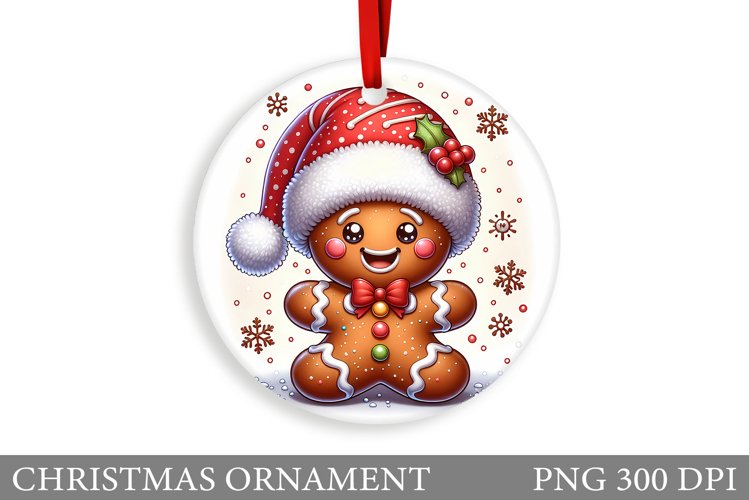 Gingerbread Christmas Ornament. Cute Raccoon Sublimation