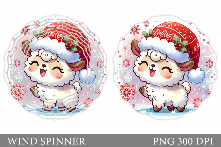 Christmas Lama Wind Spinner. Christmas Wind Spinner Design