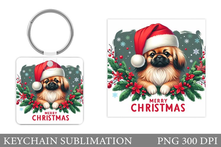 Christmas Dog Keychain. Christmas Keychain Sublimation