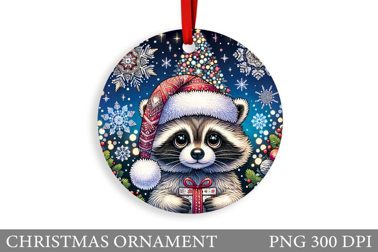 Cute Raccoon Christmas Ornament. Cute Raccoon Sublimation