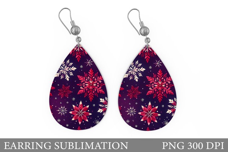 Snowflakes Earring Design. Snowflakes Teardrop Earring example image 1