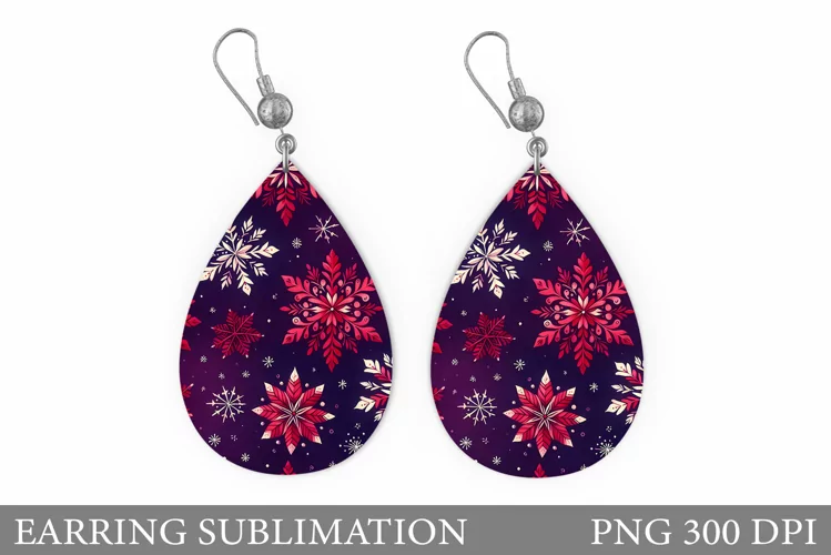 Snowflakes Earring Design. Snowflakes Teardrop Earring