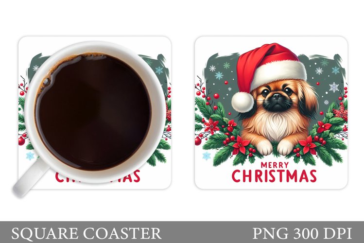 Christmas Dog Coaster Design. Christmas Coaster Sublimation example image 1