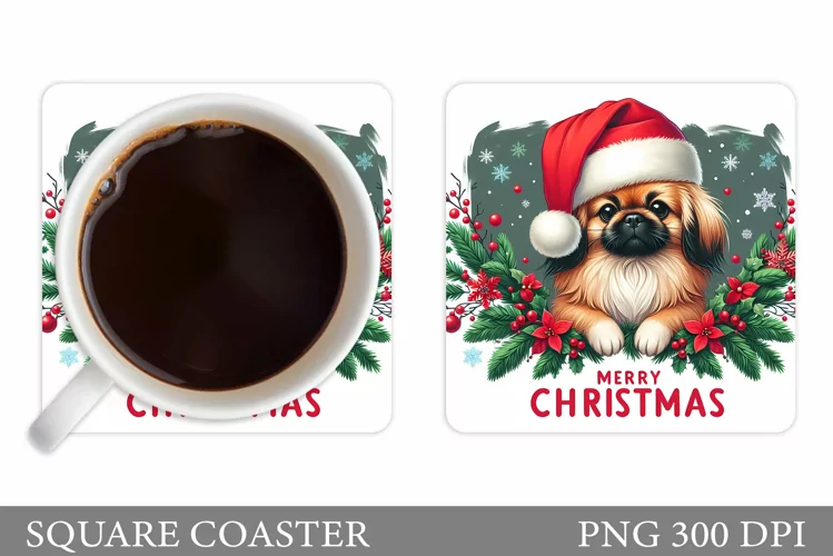 Christmas Dog Coaster Design. Christmas Coaster Sublimation