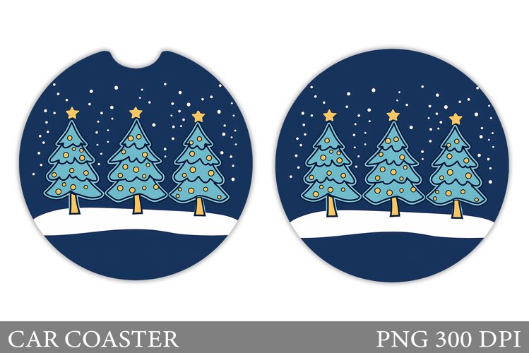 Christmas Tree Car Coaster. Christmas Coaster Sublimation example image 1