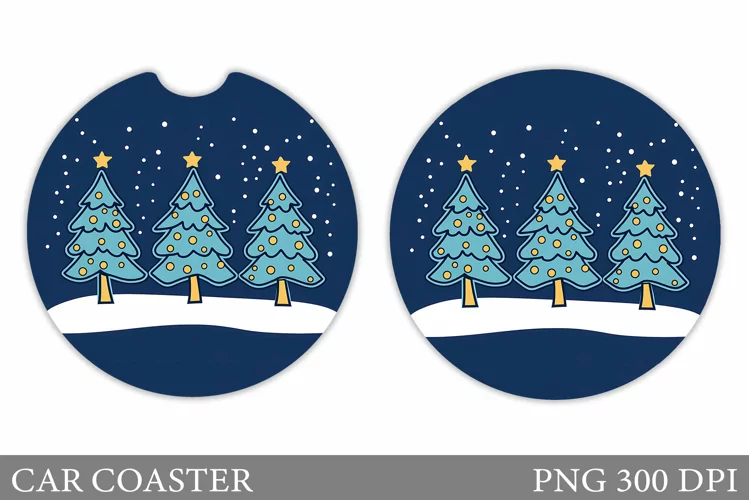 Christmas Tree Car Coaster. Christmas Coaster Sublimation