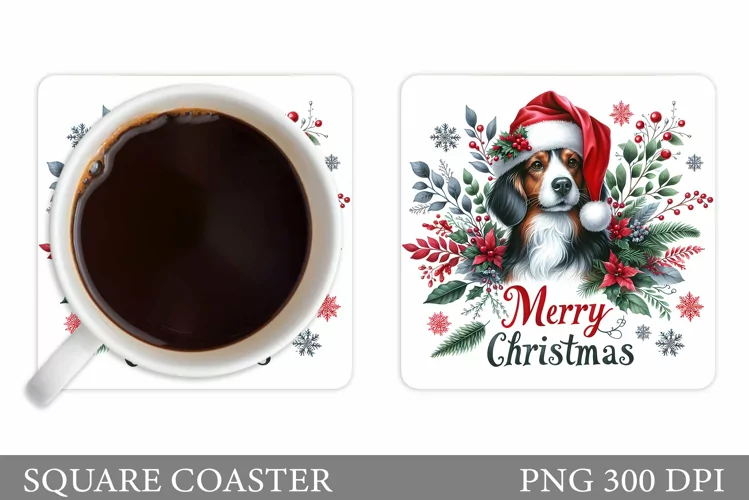 Christmas Dog Coaster. Christmas Coaster Sublimation