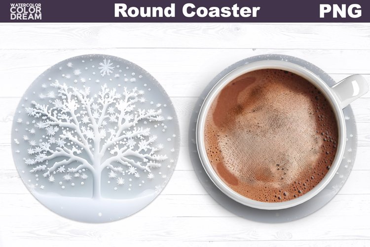 White Christmas Tree Coaster | Coaster 3D Winter