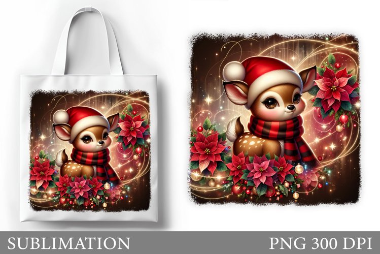 Christmas Deer Tote Bag. Christmas Tote Bag Sublimation example image 1