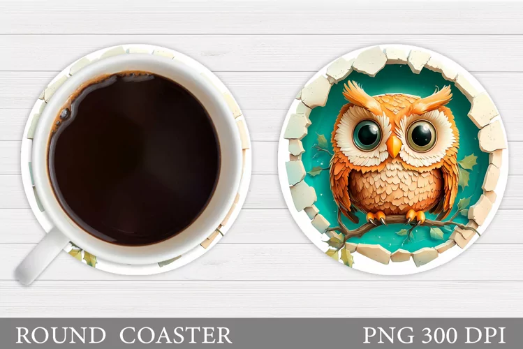 Christmas Owl Coaster Design. Christmas Coaster Sublimation