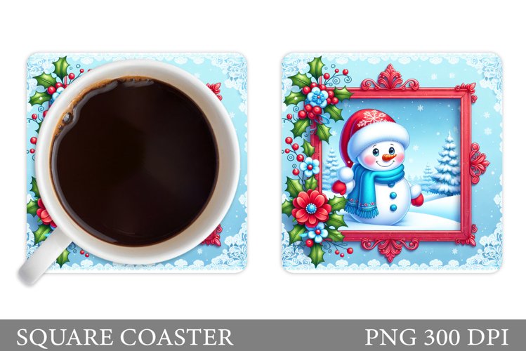 Cute Snowman Coaster Design. Christmas Coaster Sublimation