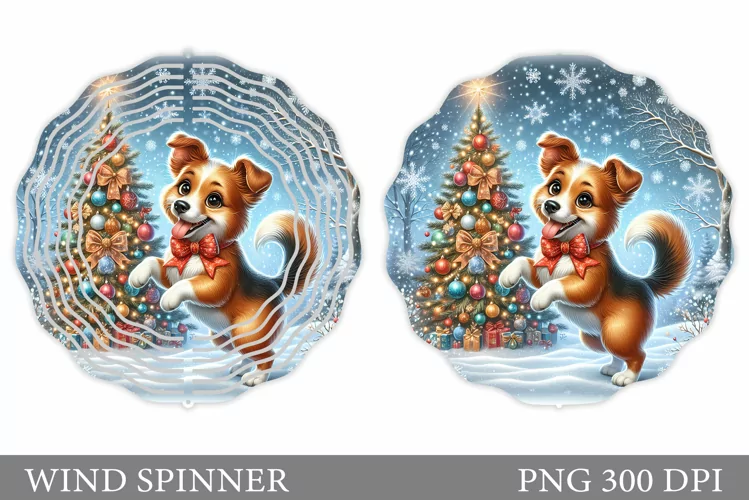 Christmas Dog Wind Spinner. Christmas Wind Spinner Design