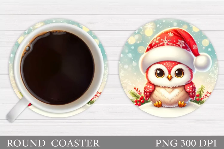 Christmas Owl Coaster Design. Christmas Coaster Sublimation