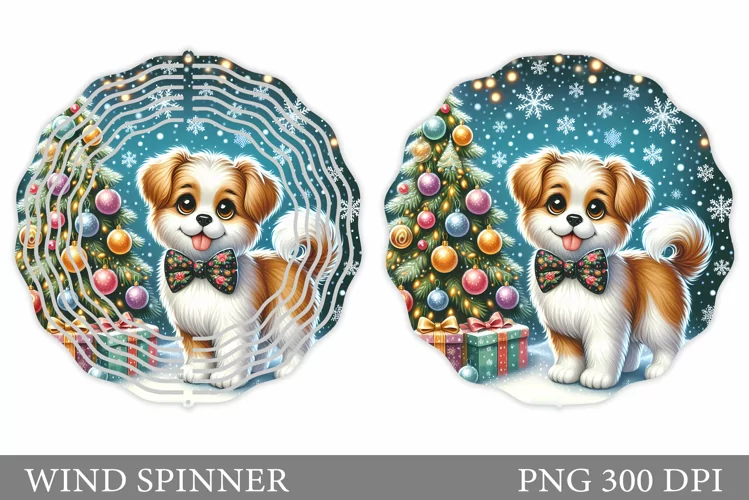 Christmas Dog Wind Spinner. Christmas Wind Spinner Design