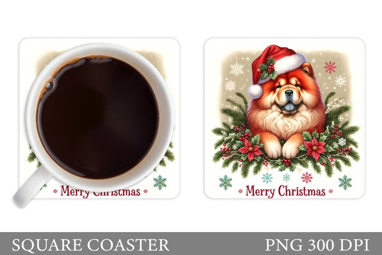 Christmas Dog Coaster. Christmas Coaster Sublimation example image 1