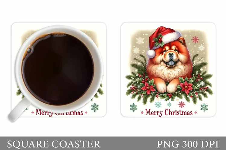 Christmas Dog Coaster. Christmas Coaster Sublimation