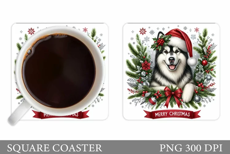 Christmas Dog Coaster. Christmas Coaster Sublimation
