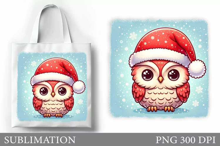 Cute Owl Tote Bag Sublimation. Christmas Tote Bag Design