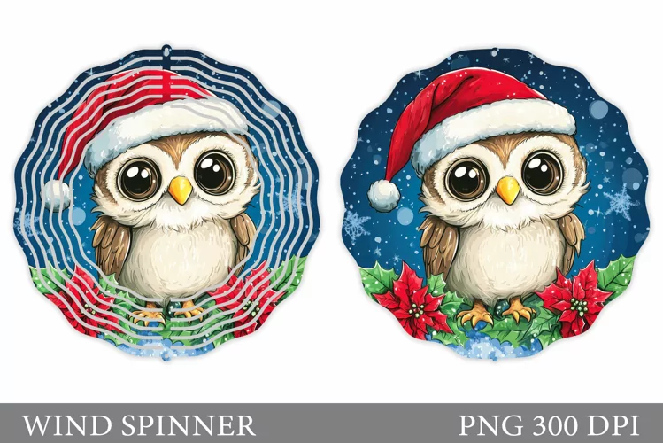 Cute Owl Wind Spinner. Christmas Wind Spinner Sublimation