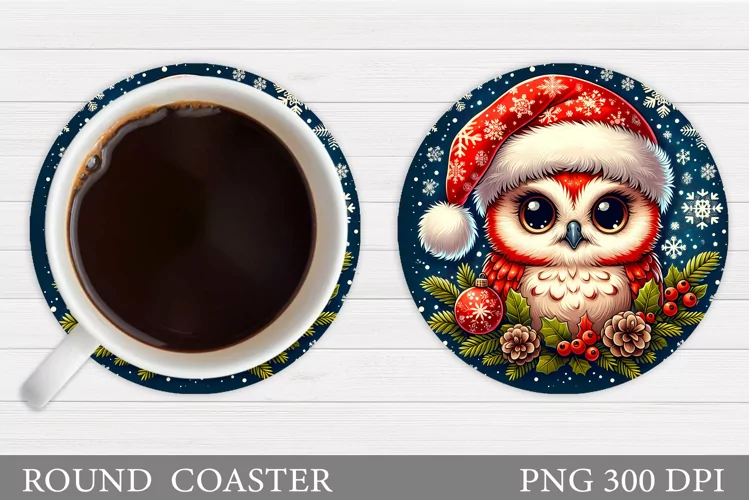 Christmas Owl Coaster Design. Christmas Coaster Sublimation