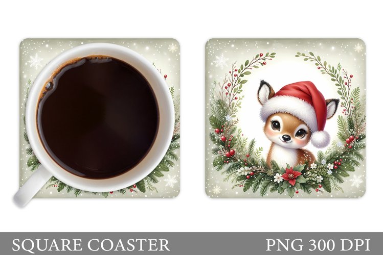 Christmas Deer Coaster Design. Christmas Coaster Sublimation