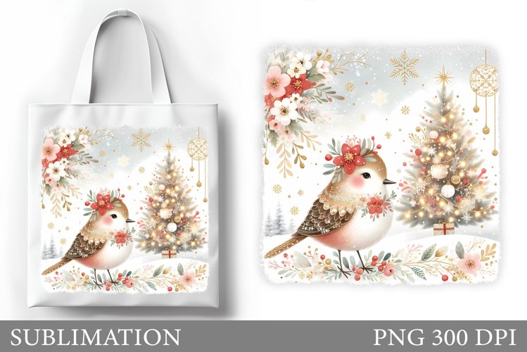 Christmas Bird Tote Bag. Christmas Tote Bag Design