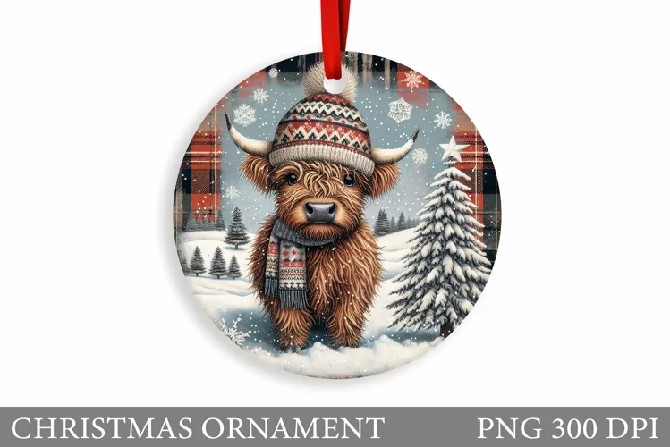 Cute Cow Christmas Ornament. Christmas Ornament Sublimation