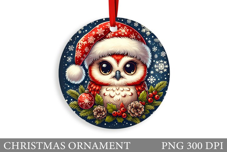 Christmas Owl Christmas Ornament. Christmas Owl Sublimation