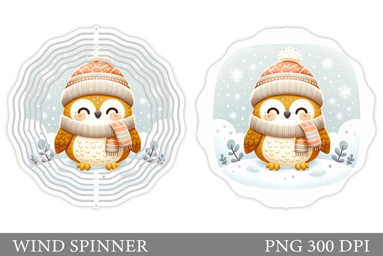 Cute Owl Wind Spinner. Christmas Wind Spinner Sublimation example image 1