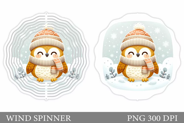 Cute Owl Wind Spinner. Christmas Wind Spinner Sublimation