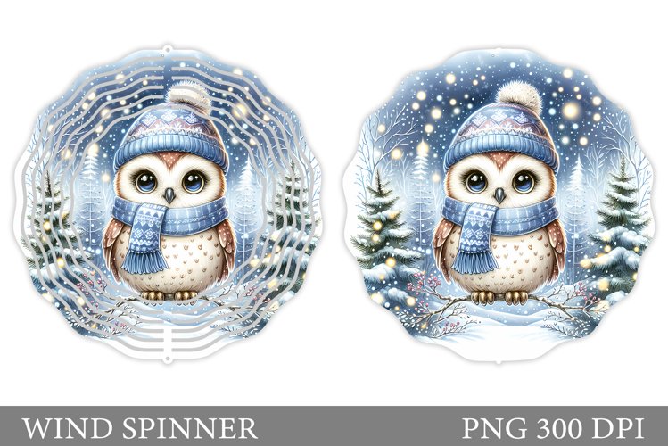 Cute Owl Wind Spinner. Christmas Wind Spinner Sublimation example image 1