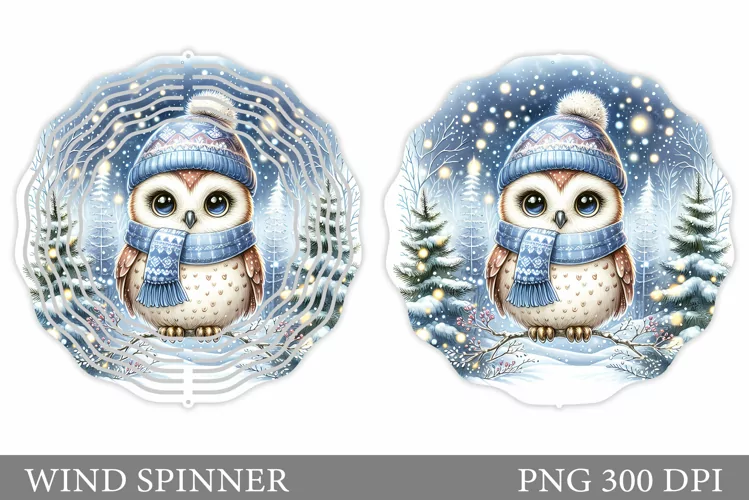 Cute Owl Wind Spinner. Christmas Wind Spinner Sublimation