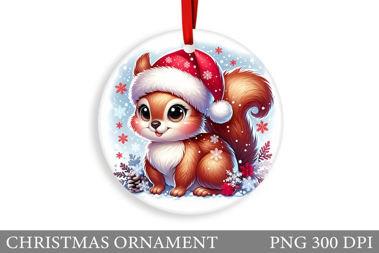 Cute Squirrel Christmas Ornament. Cute Squirrel Sublimation example image 1
