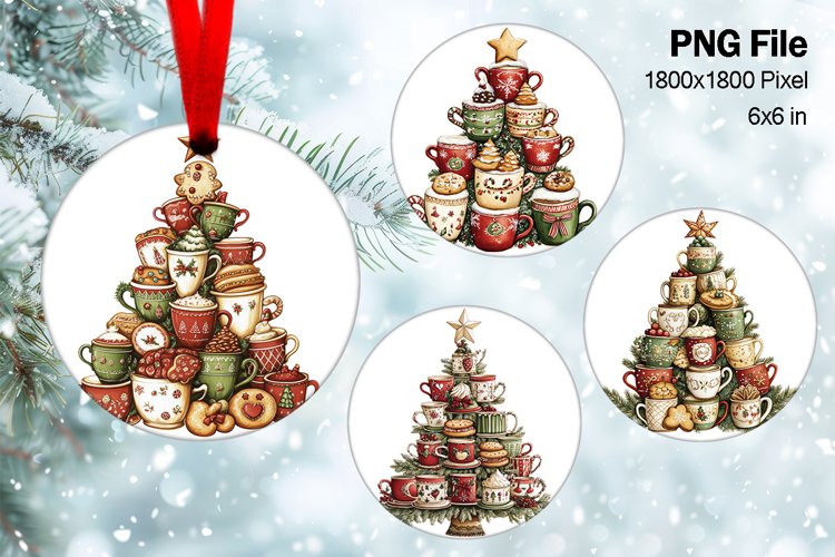 Christmas Tree Ornament Round Circle Decorate Sublimation_9