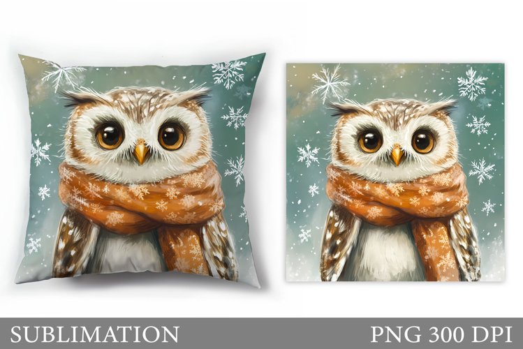 Cute Owl Pillow Design. Christmas Pillow Sublimation