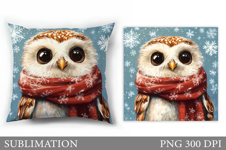 Cute Owl Pillow Design. Christmas Pillow Sublimation
